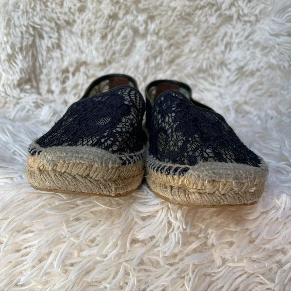 Palomitas by Paloma Barcelo Espadrille Flats Black Floral Lace 7.5 EU 38